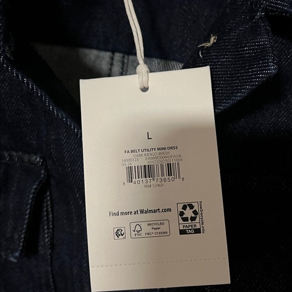 Free Assembly Women's Belted Denim Utility Mini Dress with Long Sleeves - Picture 5 of 8